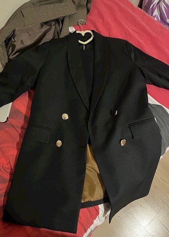 Siyah Uzun Kadın Blazer Ceket