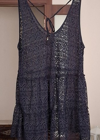 M BEDEN YENİ SİYAH DANTEL PLAJ ELBİSESİ . - Görsel 3