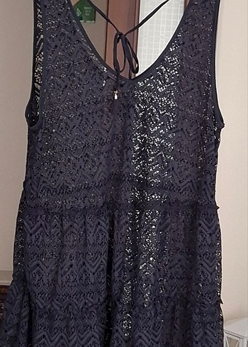 M BEDEN YENİ SİYAH DANTEL PLAJ ELBİSESİ . - Görsel 5