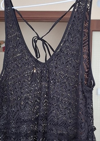 M BEDEN YENİ SİYAH DANTEL PLAJ ELBİSESİ . - Görsel 8