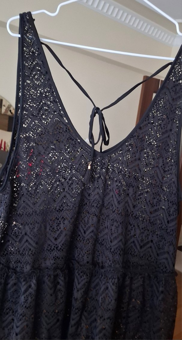 M BEDEN YENİ SİYAH DANTEL PLAJ ELBİSESİ . - Görsel 2