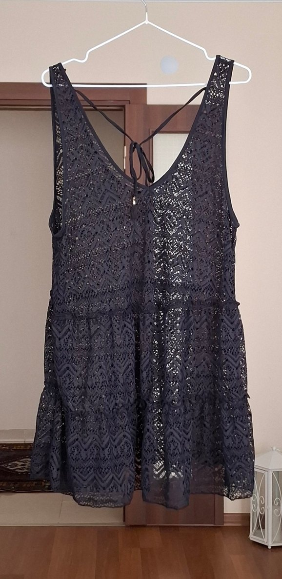 M BEDEN YENİ SİYAH DANTEL PLAJ ELBİSESİ . - Görsel 3