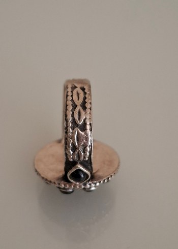 VİNTAGE 925 AYAR OLTU TAŞI KADIN YÜZÜK OLÇÜ 18 - Görsel 2