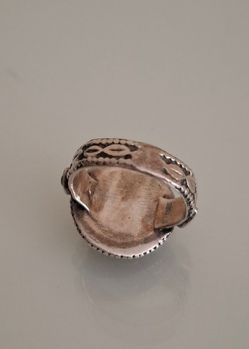 VİNTAGE 925 AYAR OLTU TAŞI KADIN YÜZÜK OLÇÜ 18 - Görsel 7