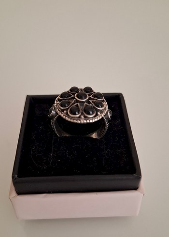 VİNTAGE 925 AYAR OLTU TAŞI KADIN YÜZÜK OLÇÜ 18 - Görsel 6