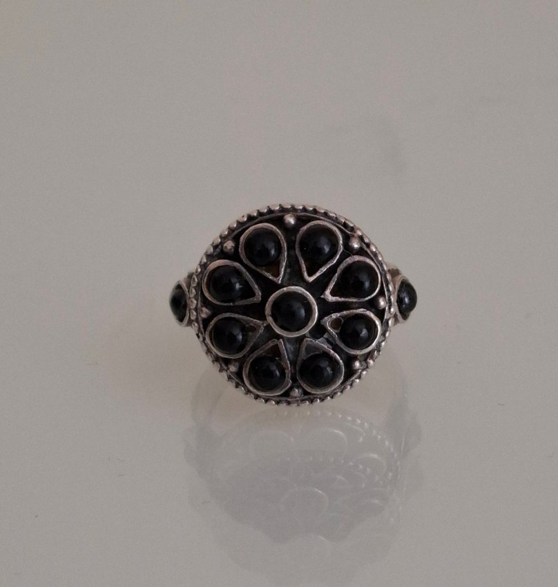 VİNTAGE 925 AYAR OLTU TAŞI KADIN YÜZÜK OLÇÜ 18 - Görsel 3