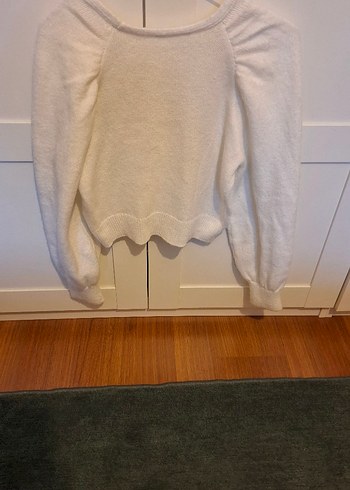 MANGO MARKA S Beden Düğmeli Beyaz V Yaka Kadın Hırka. - Görsel 5