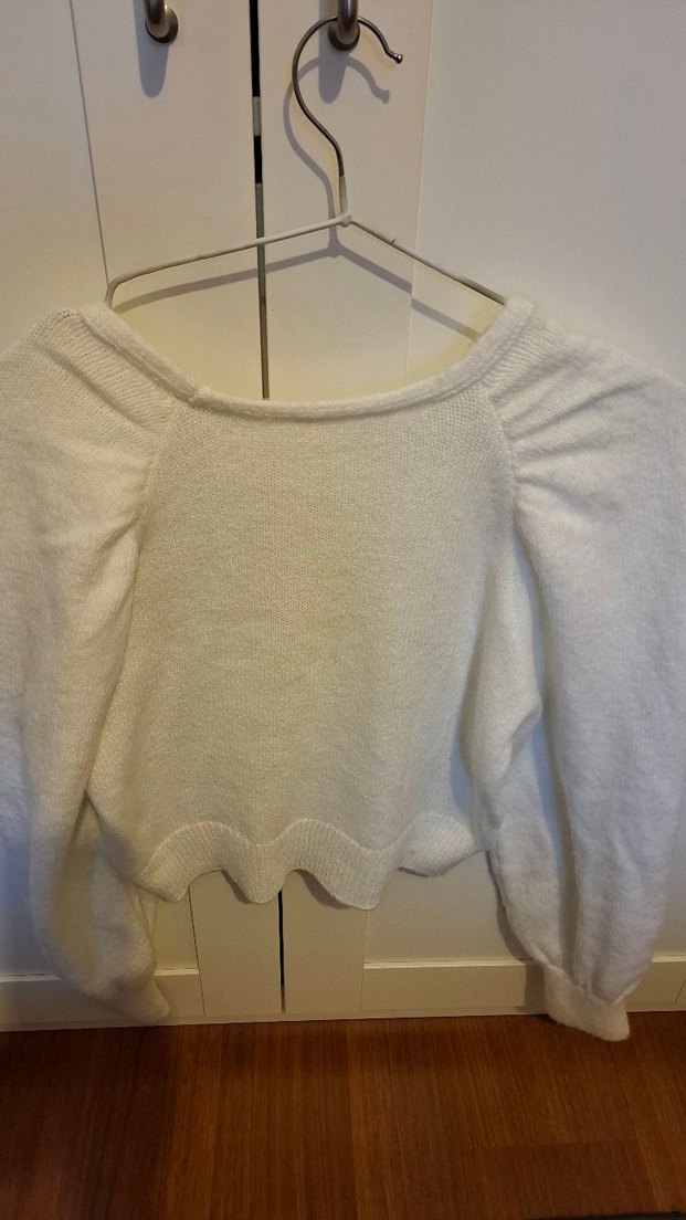 MANGO MARKA S Beden Düğmeli Beyaz V Yaka Kadın Hırka. - Görsel 4