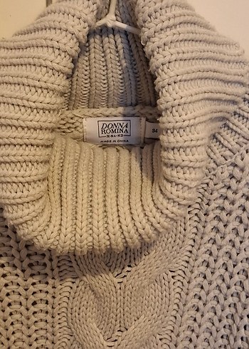 S Beden Bohem Tarzı Gri Kadın Örgü Kazak - Görsel 4