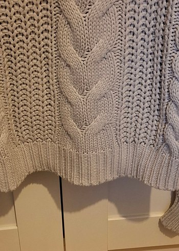 S Beden Bohem Tarzı Gri Kadın Örgü Kazak - Görsel 2