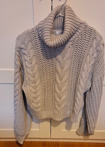 S Beden Bohem Tarzı Gri Kadın Örgü Kazak - Görsel 3