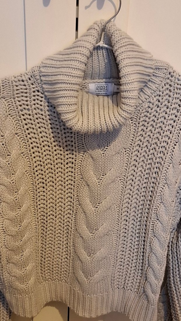 S Beden Bohem Tarzı Gri Kadın Örgü Kazak - Görsel 5