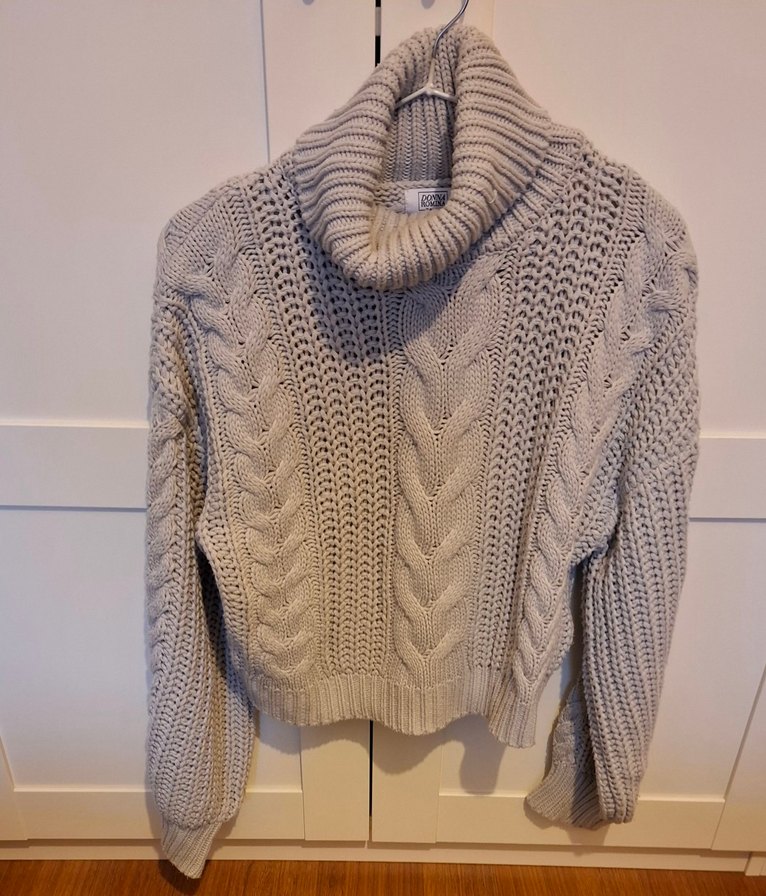 S Beden Bohem Tarzı Gri Kadın Örgü Kazak - Görsel 3