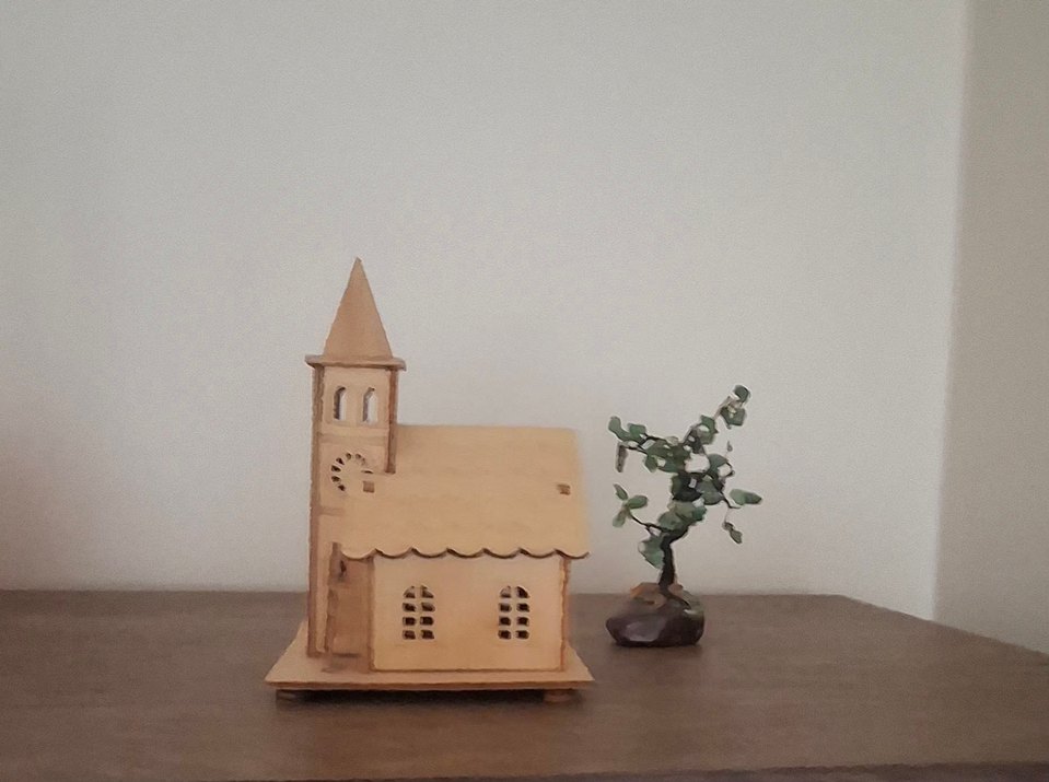 Ahşap pilli ışıklı dekoratif ev - Görsel 3