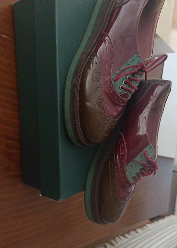36 Beden Bordo Yeşil Vintage Dolgu Topuklu Kadın Ayakkabı