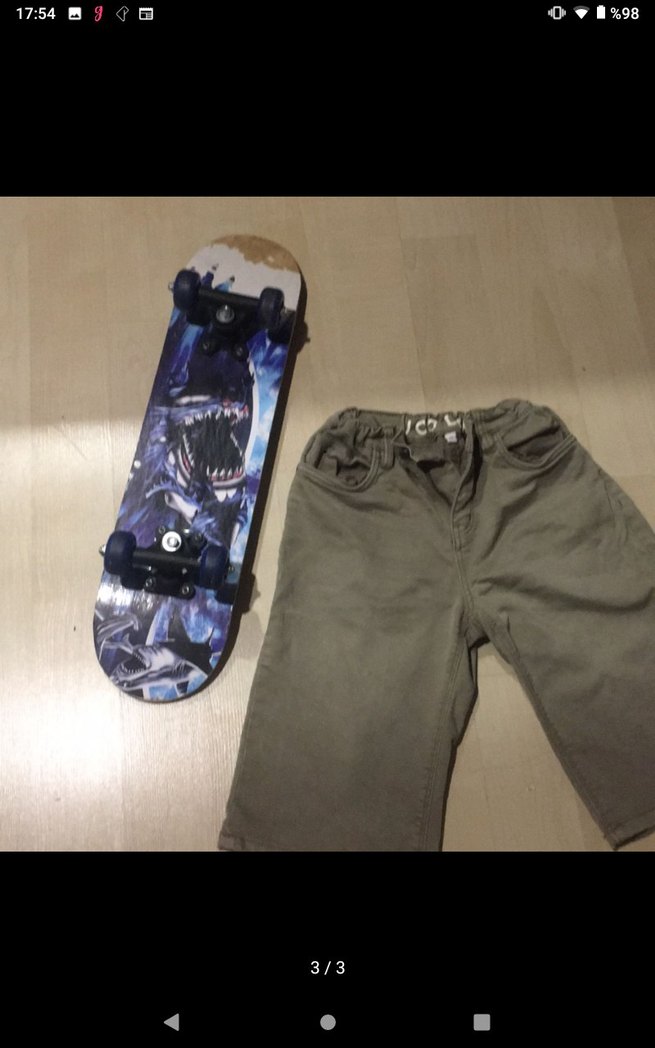 Bol Kesim Kemerli Denim Şort ve Kay Kay - Görsel 2