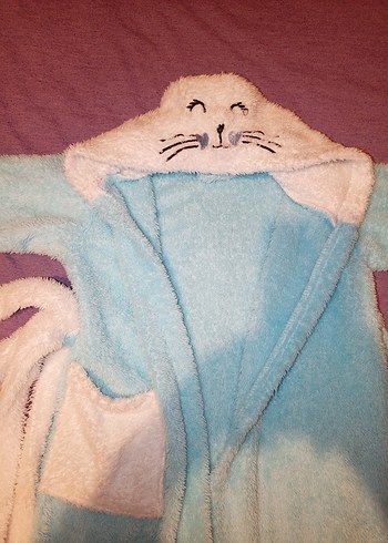 Kapüşonlu Erkek Çocuk Bornoz - Mavi - Görsel 2