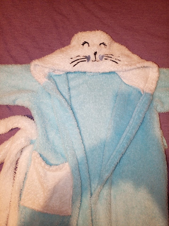 Kapüşonlu Erkek Çocuk Bornoz - Mavi - Görsel 2