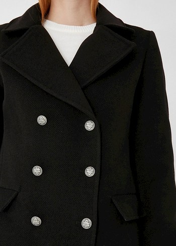 Koton Düğmeli Kaşe Kaban - Görsel 6