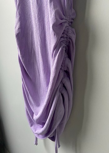 H&M Büzgülü Lila Elbise - Görsel 5