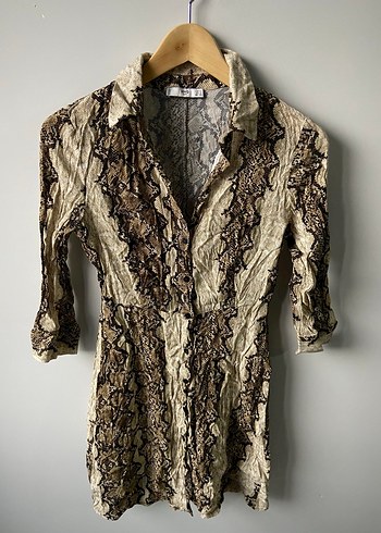 Mango Yılan desenli gömlek elbise - Görsel 2