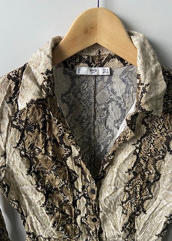 Mango Yılan desenli gömlek elbise - Görsel 3