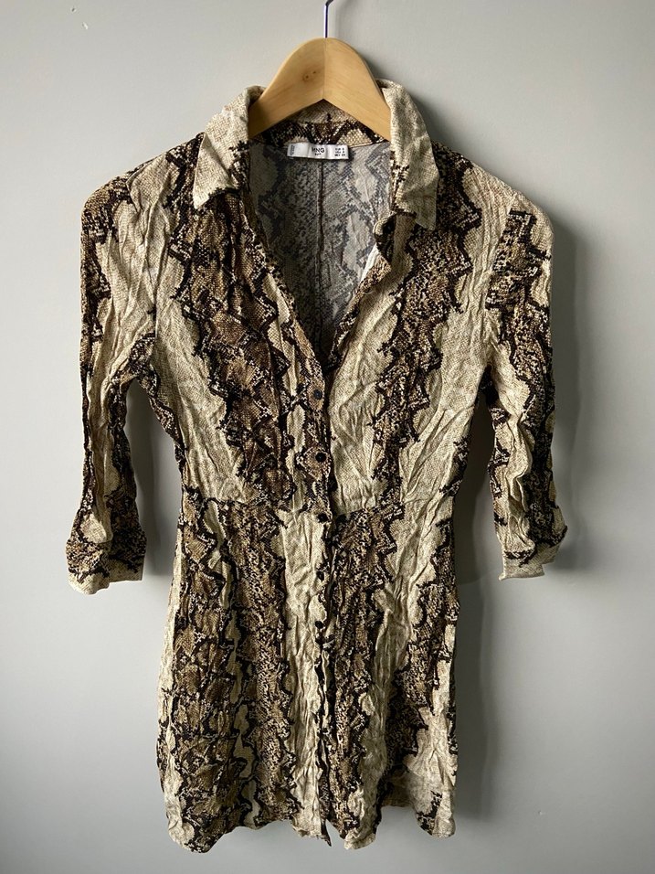 Mango Yılan desenli gömlek elbise - Görsel 2