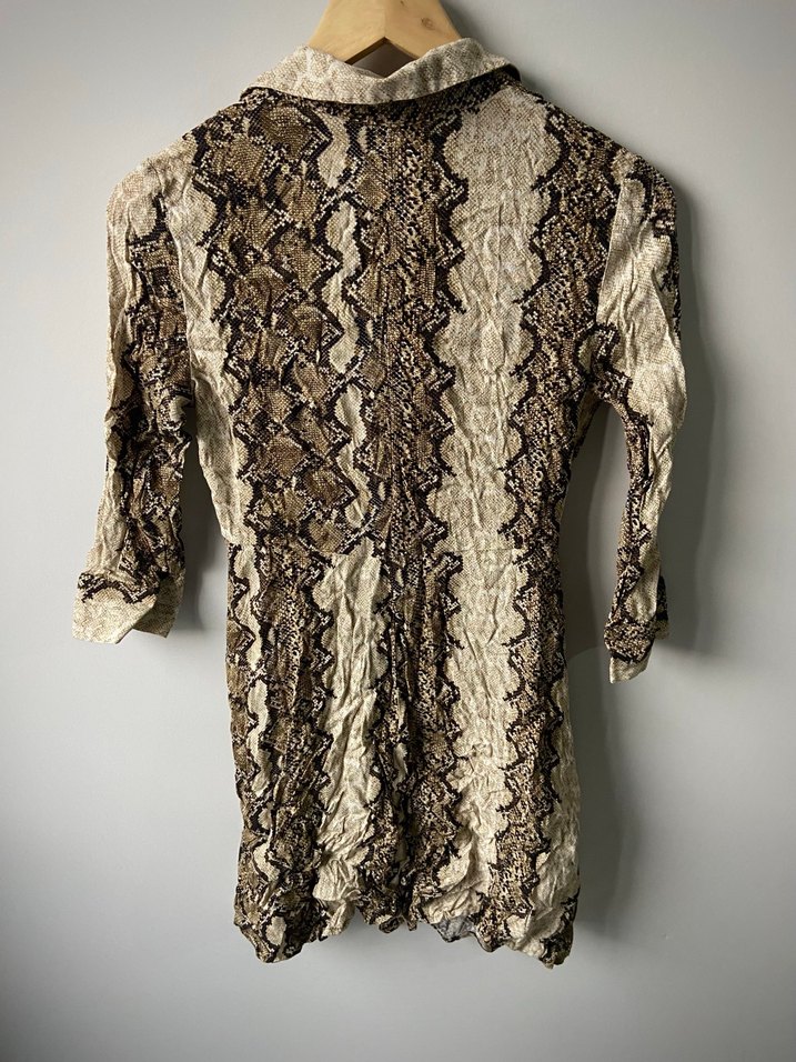 Mango Yılan desenli gömlek elbise - Görsel 4