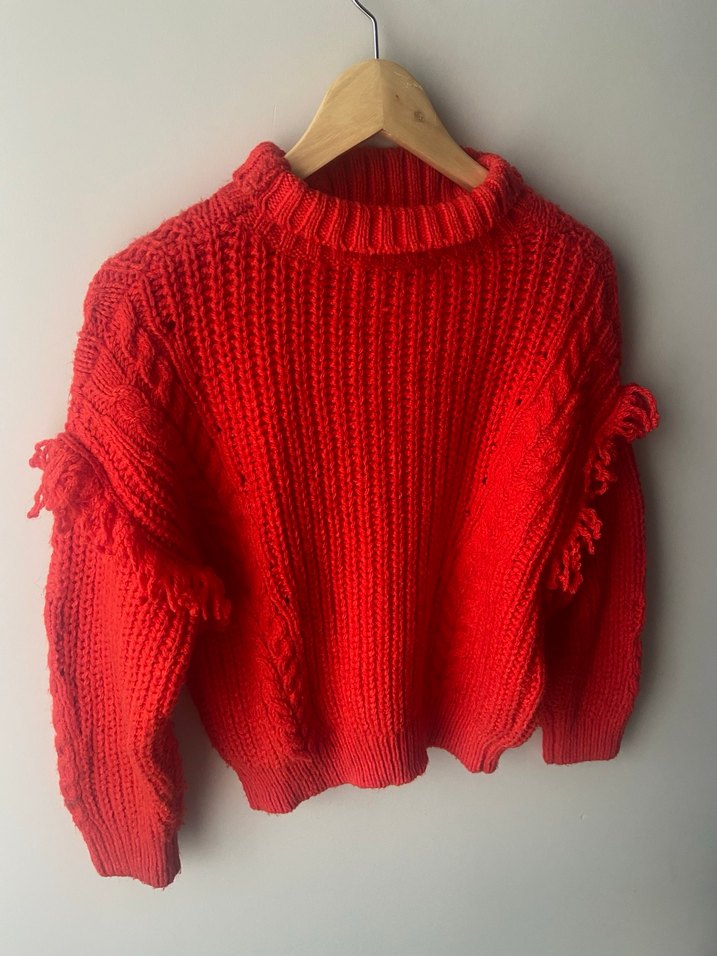 Mango boğazlı kalın Örgü Kazak - Görsel 3