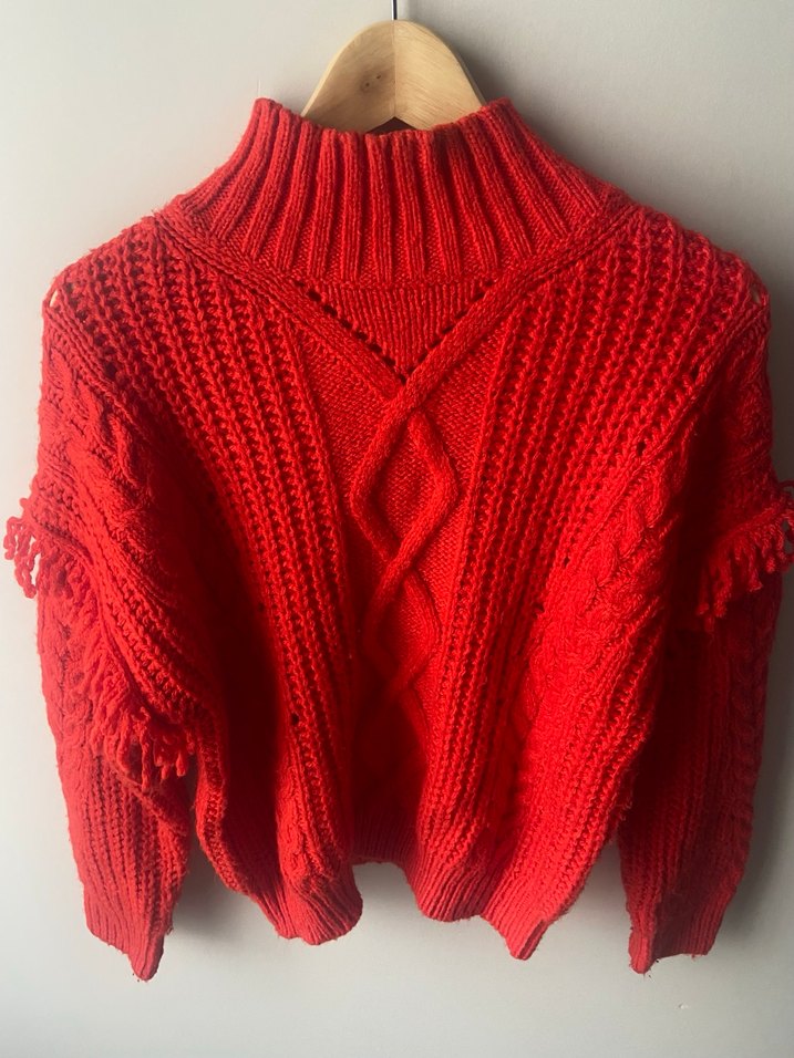 Mango boğazlı kalın Örgü Kazak - Görsel 2