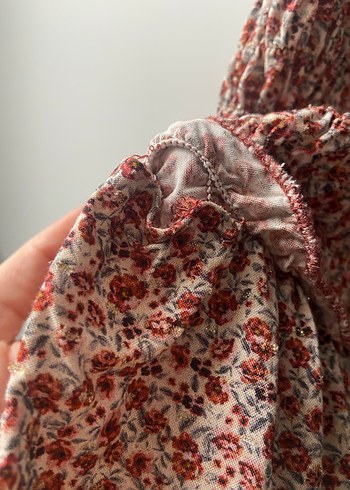 Dilvin Çiçek Desenli Balon Kol Elbise - Görsel 8