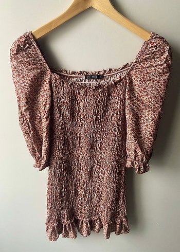 Dilvin Çiçek Desenli Balon Kol Elbise - Görsel 2