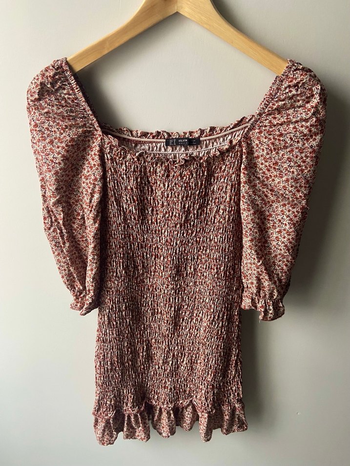 Dilvin Çiçek Desenli Balon Kol Elbise - Görsel 2