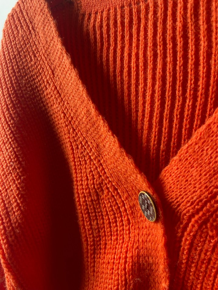 Turuncu Crop Oversize Örgü Hırka - Görsel 2