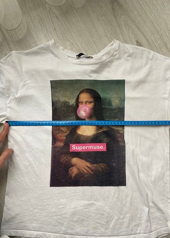 Beyaz Baskılı Kısa Kollu Pamuklu Tişört - Görsel 6