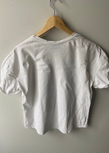 Beyaz Baskılı Kısa Kollu Pamuklu Tişört - Görsel 4