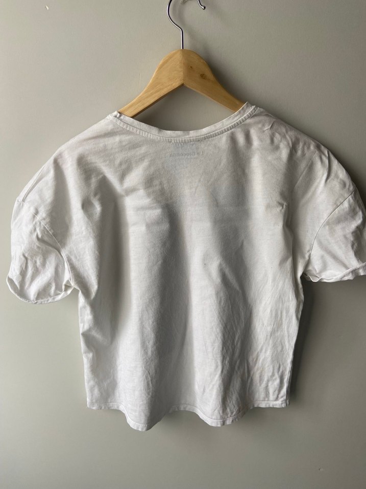 Beyaz Baskılı Kısa Kollu Pamuklu Tişört - Görsel 4