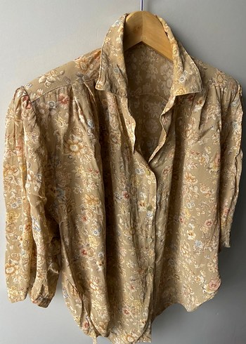 Şifon Kumaş Vatkalı Vintage Gömlek - Görsel 2