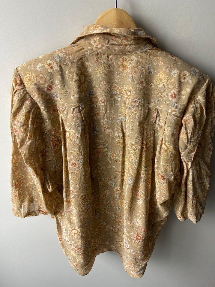 Şifon Kumaş Vatkalı Vintage Gömlek - Görsel 3