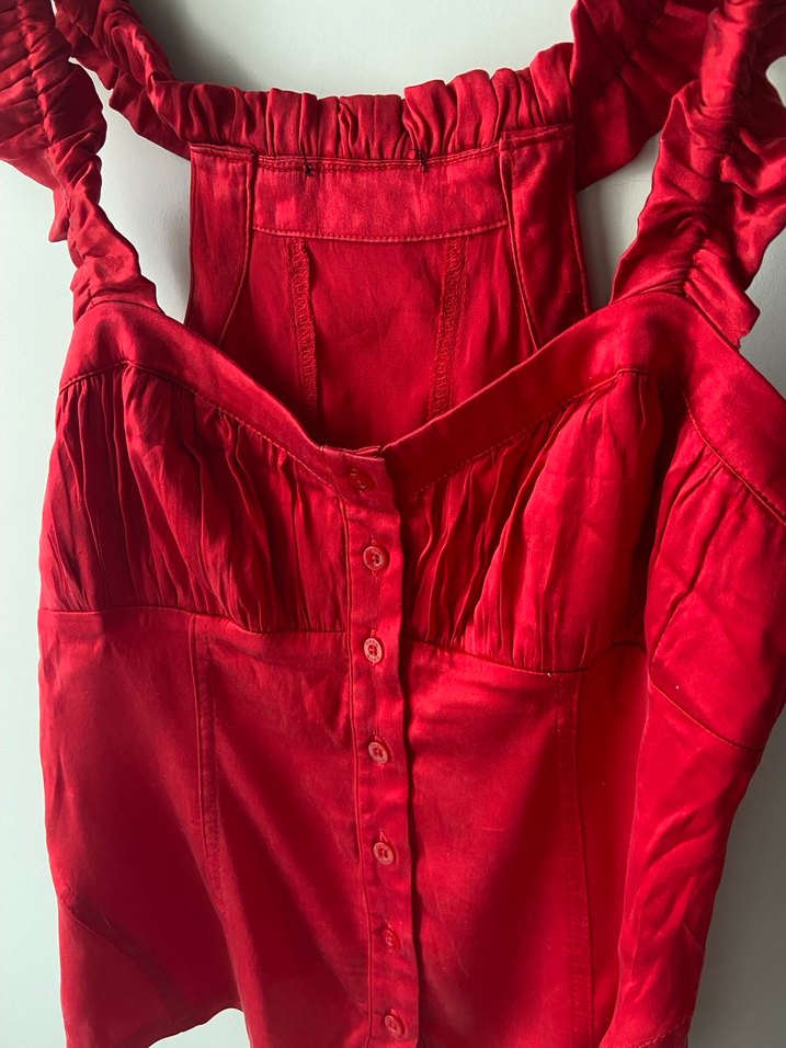 Bebe Kırmızı Saten Büstiyer - Görsel 4