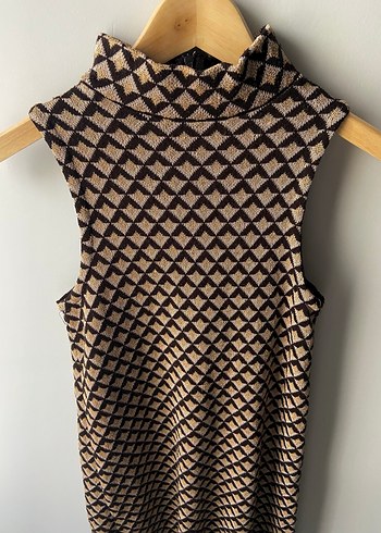 Retro Desen Midi Elbise - Görsel 3