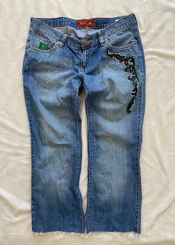 Replay Y2k Tasli Dusuk Bel Capri Jean