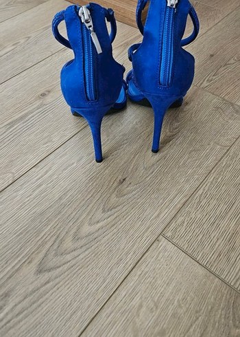 40 Beden Mavi Süet Stiletto Topuklu Kadın Ayakkabı