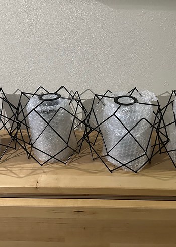 4 Adet Siyah Tasarım Beyaz Mika Avize - Görsel 2