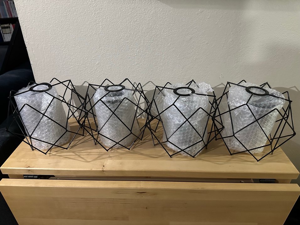 4 Adet Siyah Tasarım Beyaz Mika Avize - Görsel 2