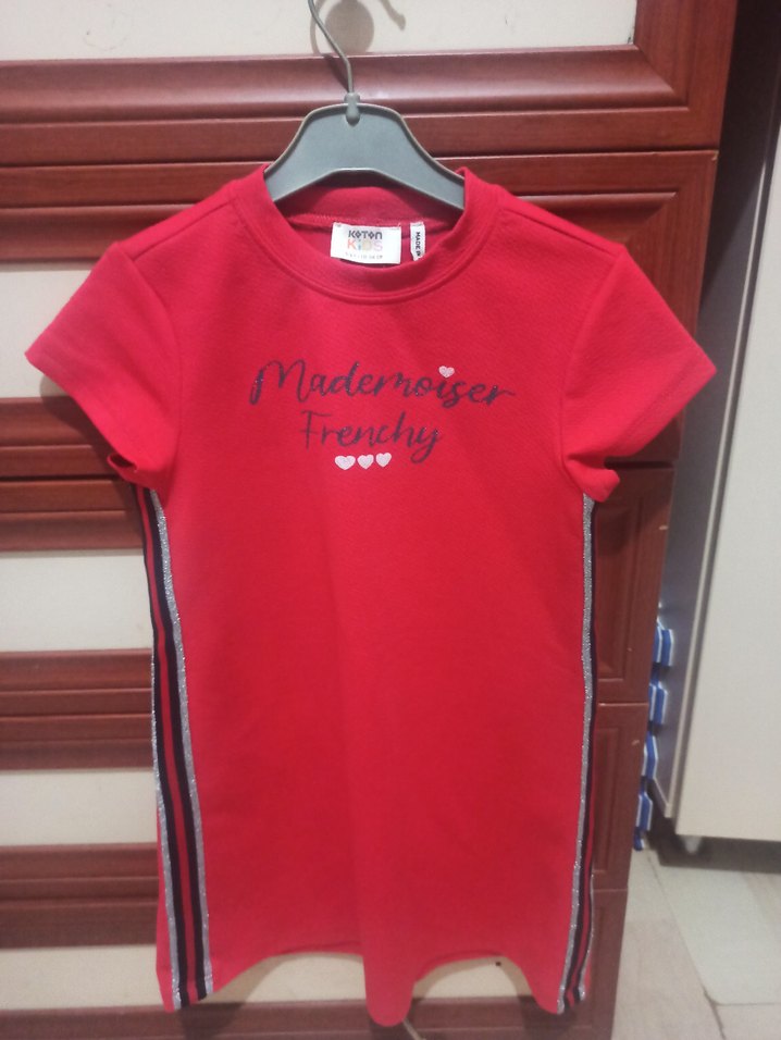 Kızlar için Kırmızı Baskılı Fermuarlı Tişört - Görsel 3