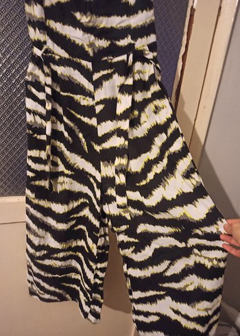 Zebra Desenli Uzun Kadın Tulum - Görsel 6