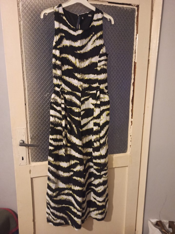 Zebra Desenli Uzun Kadın Tulum - Görsel 3