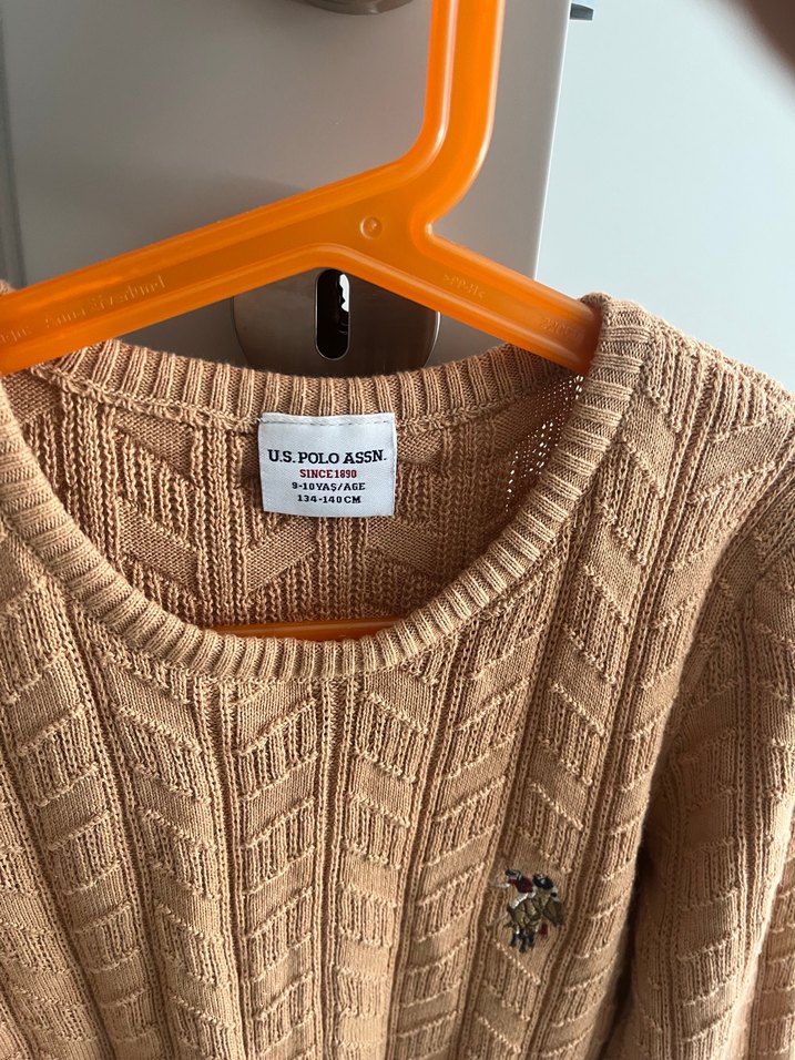 Açık kahve rengi, triko erkek çocuk kazak - Görsel 2