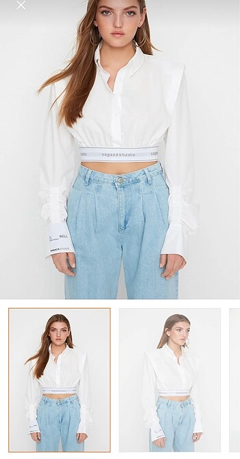 crop dokuma poplin gömlek